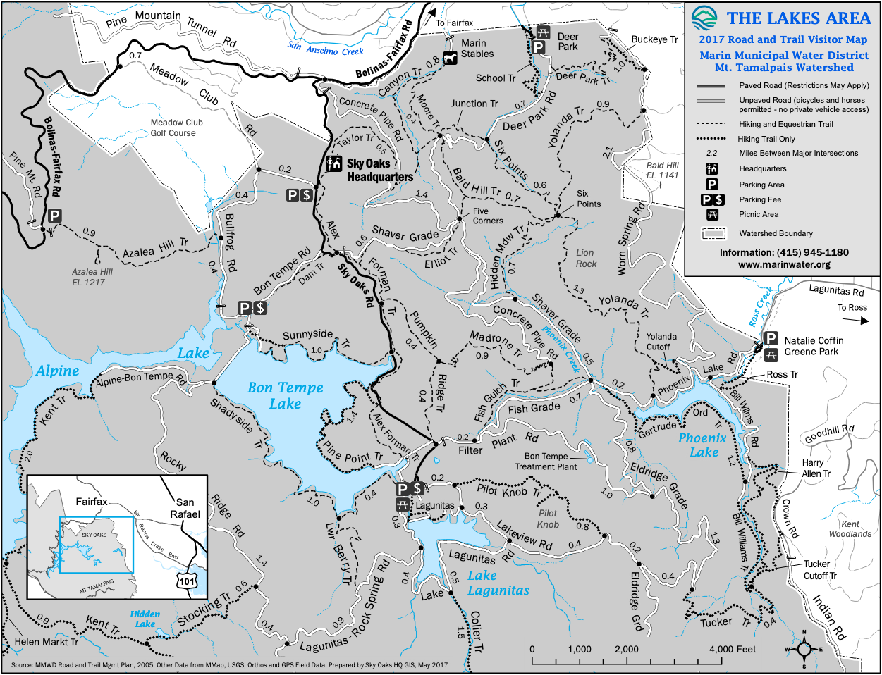 2017 Mount Tamalpais Watershed Map