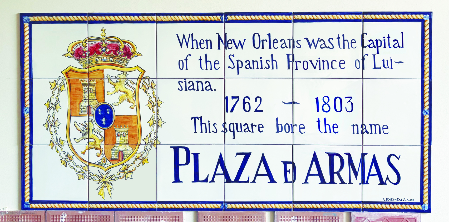 Juan Ruiz de Luna Jr.'s sample sign for Plaza D' Armas